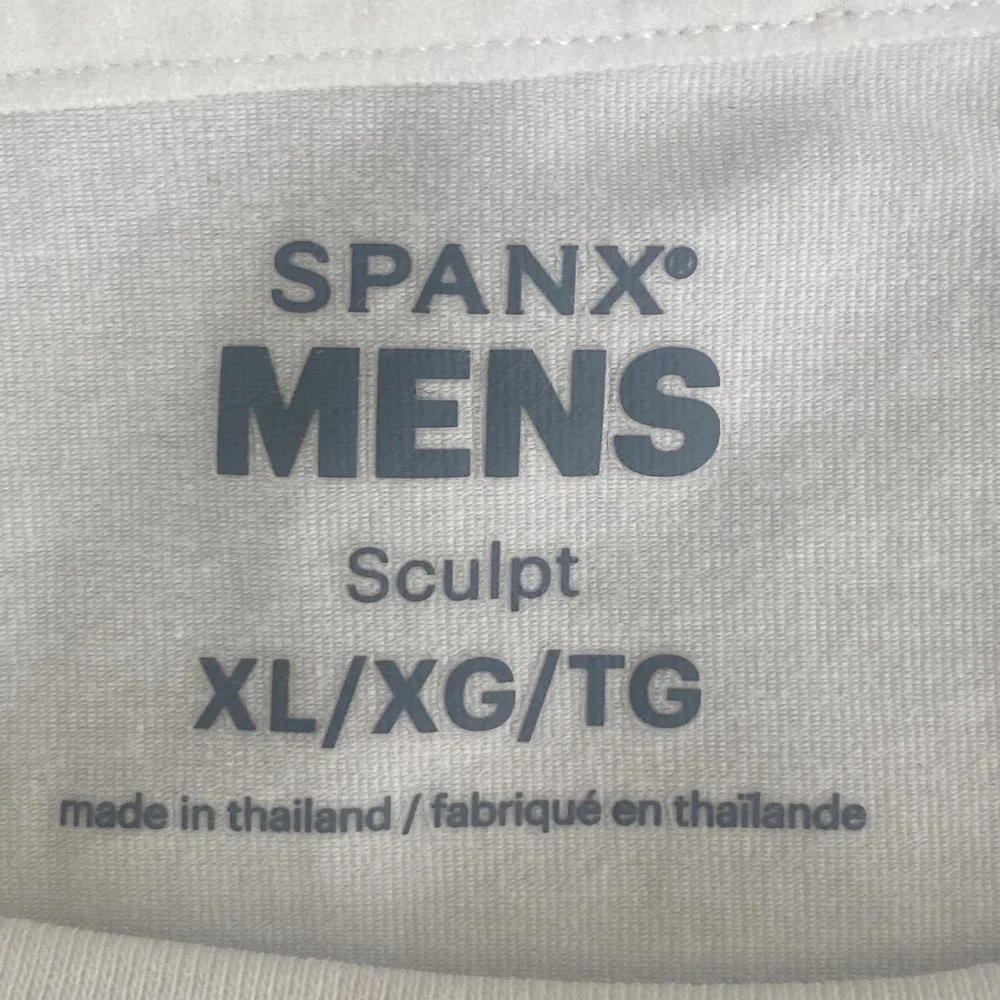 Spanx Mens Sculpt Cotton Compression Crew Neck Undershirt White XL 60007R